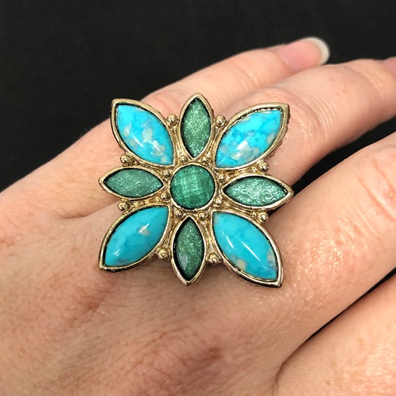 Laundry Gold-tone Resin & Simulated Composite Stones Ring