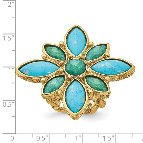 Laundry Gold-tone Resin & Simulated Composite Stones Ring