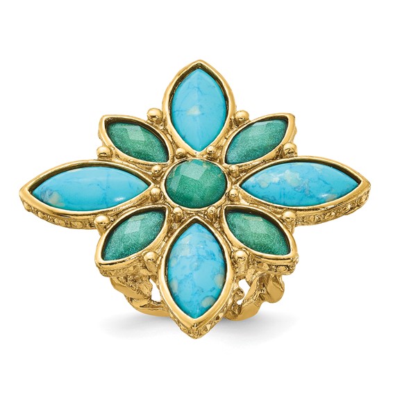 Laundry Gold-tone Resin & Simulated Composite Stones Ring