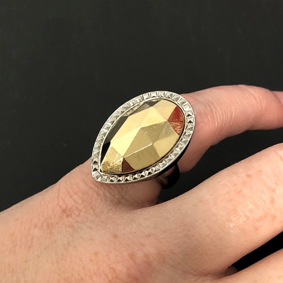 Laundry Silver-tone w/Simulated Gold-tone Pear Ring