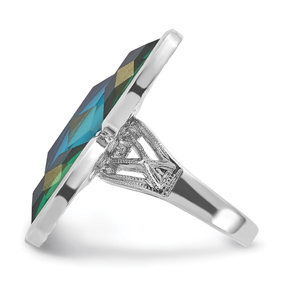 Laundry Silver-tone Blue & Green Resin Stones Ring