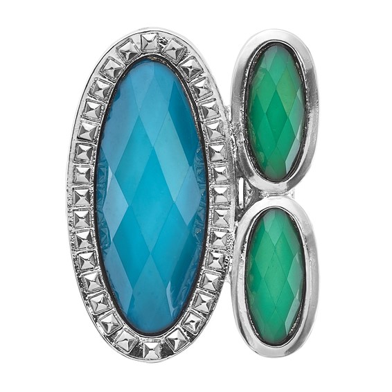 Laundry Silver-tone Blue & Green Resin Stones Ring