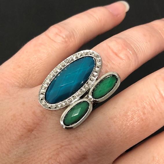 Laundry Silver-tone Blue & Green Resin Stones Ring