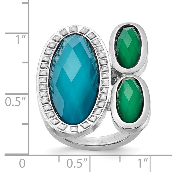 Laundry Silver-tone Blue & Green Resin Stones Ring