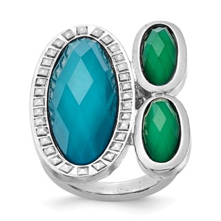 Laundry Silver-tone Blue & Green Resin Stones Ring