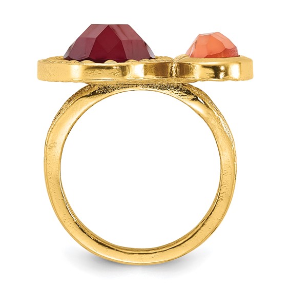 Laundry Gold-tone Peach & Raspberry Resin Stones Ring