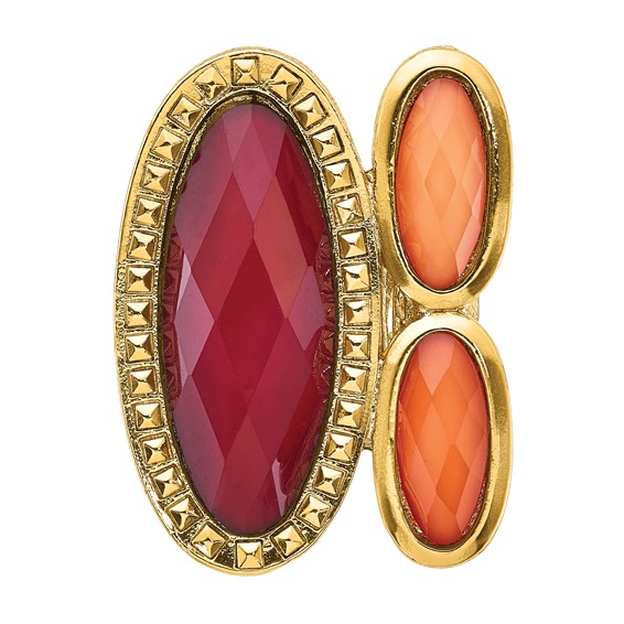 Laundry Gold-tone Peach & Raspberry Resin Stones Ring