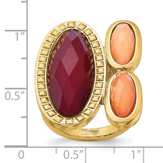 Laundry Gold-tone Peach & Raspberry Resin Stones Ring