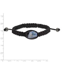 13x19mm Blue Crystal Agate Bracelet with Hematite Beads Black Cord Adjustable Bolo view 3