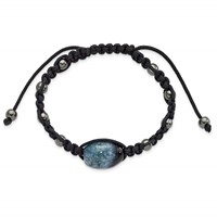 12x18mm Amethyst Crystal Agate and 5mm Hematite Beads Black Cord Adjustable Bolo Bracelet view 2