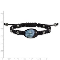 12x18mm Amethyst Crystal Agate and 5mm Hematite Beads Black Cord Adjustable Bolo Bracelet view 3