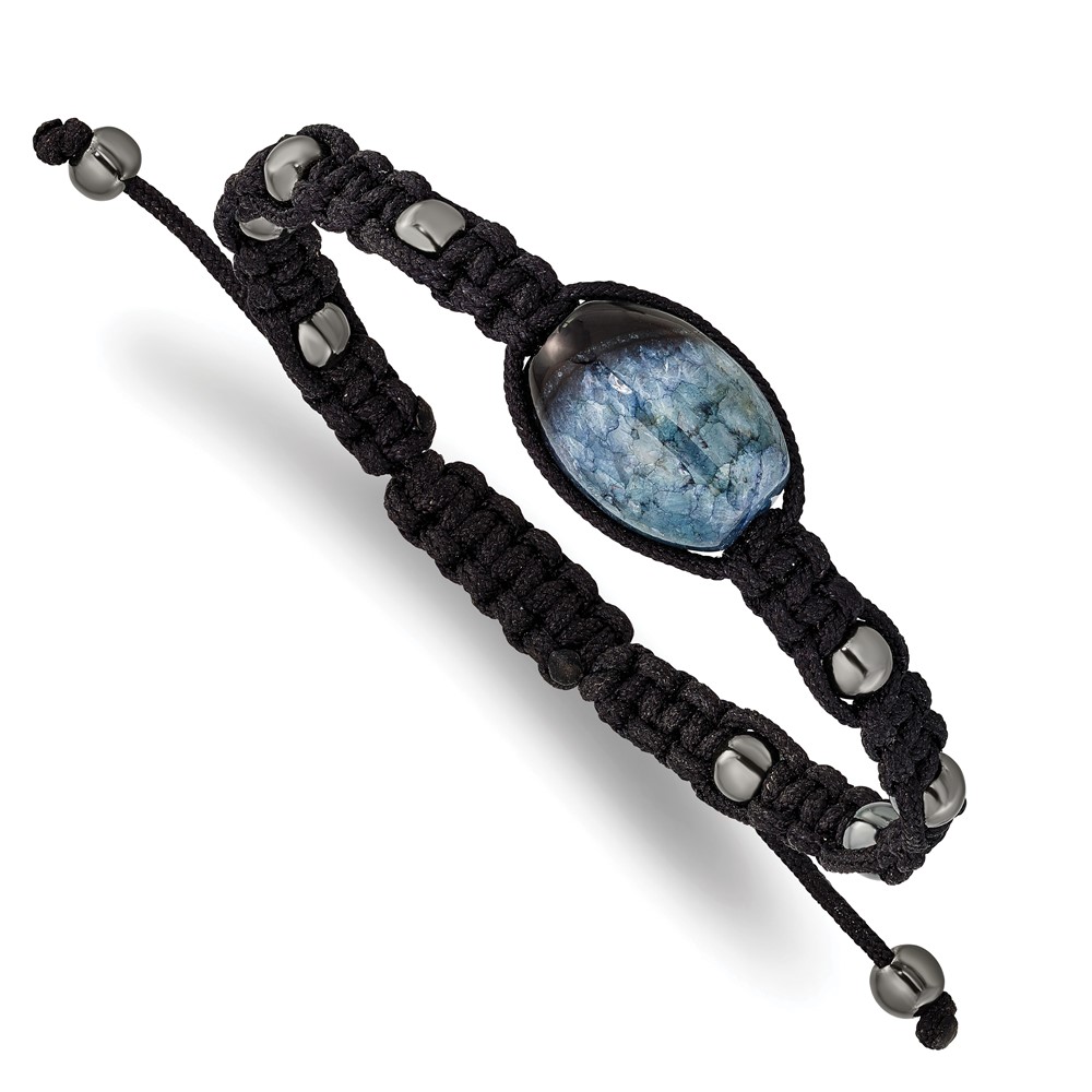 12x18mm Amethyst Crystal Agate w/5mm Hematite Cord Adjustable Bracelet (BF2118)