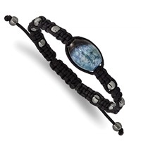 12x18mm Amethyst Crystal Agate and 5mm Hematite Beads Black Cord Adjustable Bolo Bracelet view 1