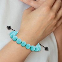 10mm Treated Turquoise and Black Cord Adjustable Bolo Bracelet view 2