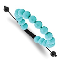 10mm Treated Turquoise and Black Cord Adjustable Bolo Bracelet view 1