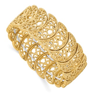 1928 Jewelry Gold-tone Filigree Half Circles Stretch Bracelet
