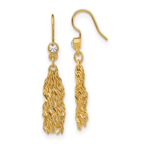 1928 Jewelry Gold-tone Clear Crystal Tassel Chain Dangle Earrings