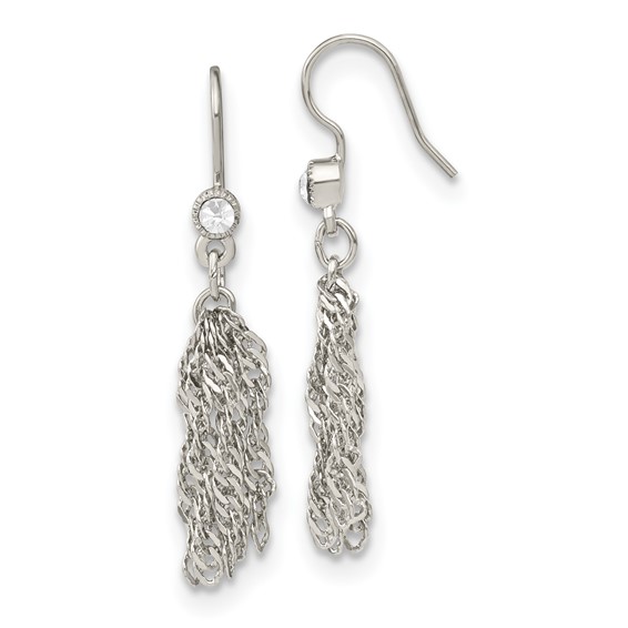 1928 Jewelry Silver-tone Clear Crystal Tassel Dangle Earrings