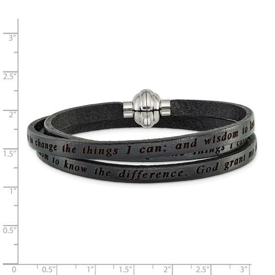 AMEN Serenity Prayer Black Leather Wrap