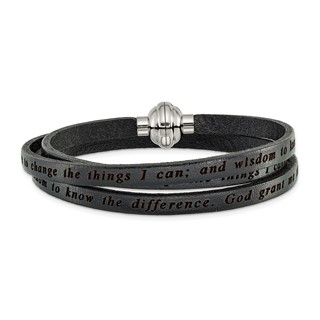 AMEN Serenity Prayer Black Leather Wrap