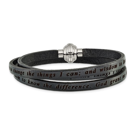 AMEN Serenity Prayer Black Leather Wrap