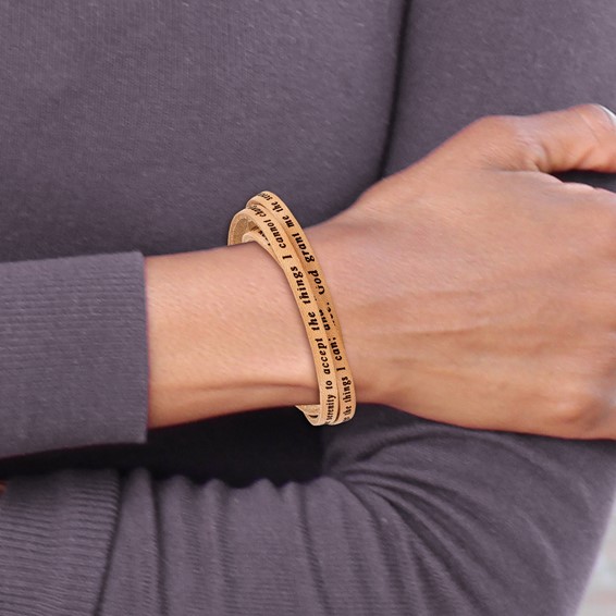 AMEN Serenity Prayer Tan Leather Wrap