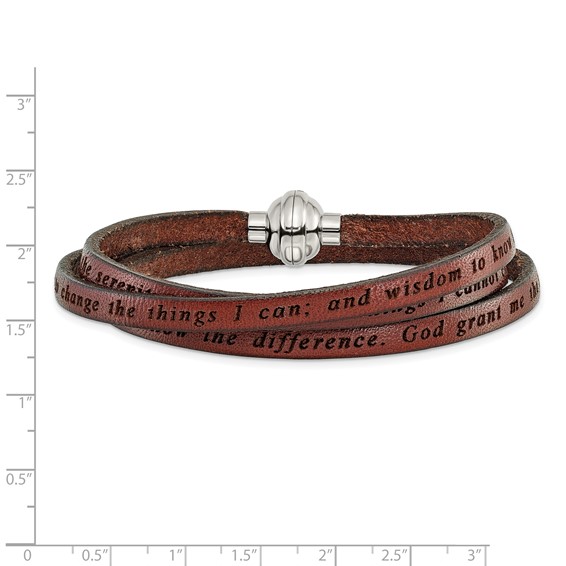 AMEN Serenity Prayer Brown Leather Wrap