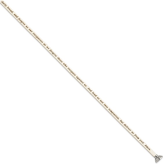 AMEN Stainless Steel Lord's Prayer White Leather Wrap with Magnetic Clasp with Magnetic Clasp 21 Inch Bracelet