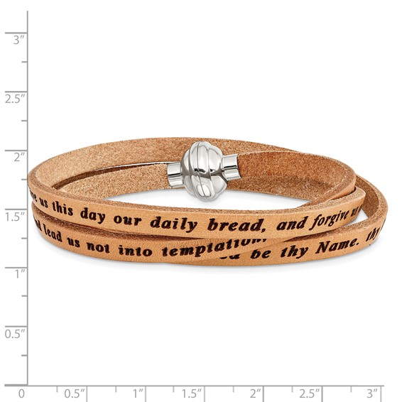 AMEN Lord's Prayer Tan Leather Wrap