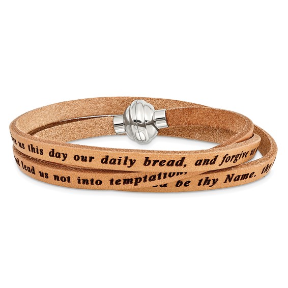 AMEN Lord's Prayer Tan Leather Wrap