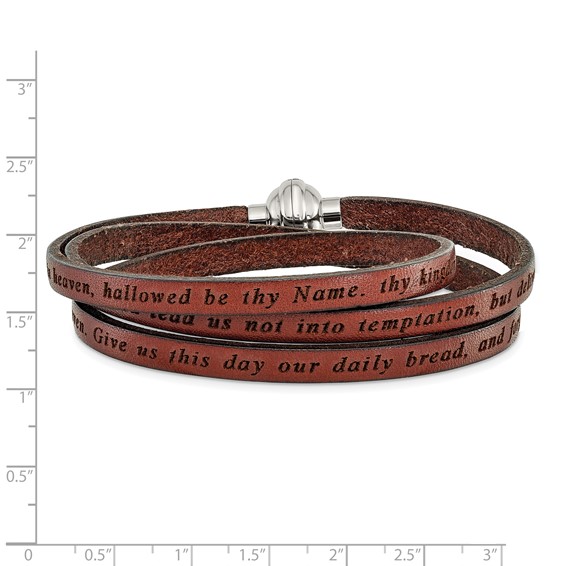 AMEN Lord's Prayer Brown Leather Wrap