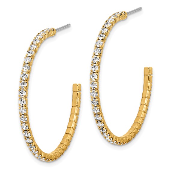 Flash Gold-tone 35mm Crystal J-Hoop Post Earrings
