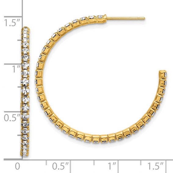 Flash Gold-tone 35mm Crystal J-Hoop Post Earrings