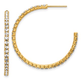 Flash Gold-tone 35mm Crystal J-Hoop Post Earrings