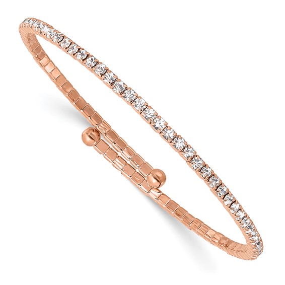 Flash Rose-Tone Crystal Single Row Wrap Bracelet