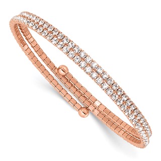 Flash Rose-Tone Crystal 2 Row Wrap Bracelet