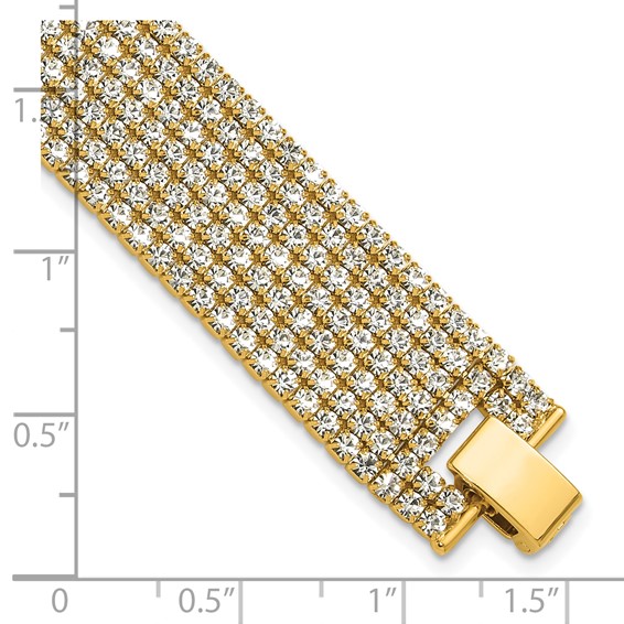 Flash Gold-tone Polished Multi-strand Crystal 7in Bracelet