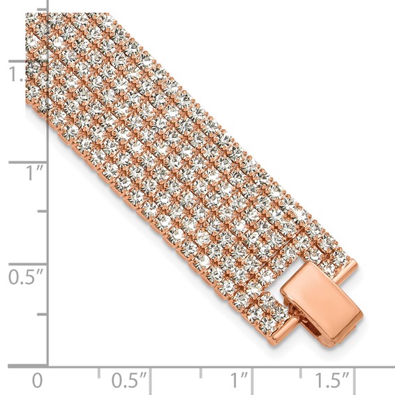 Flash Rose-Tone Polish Multi-strand Crystal 7in Bracelet