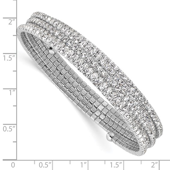 Silver-tone Crystal 5 Row Wrap Bracelet