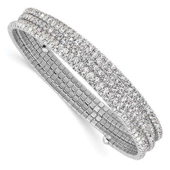 Silver-tone Crystal 5 Row Wrap Bracelet