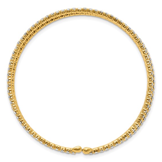 Flash Gold-tone Crystal 3 Row Flexible Cuff Bangle