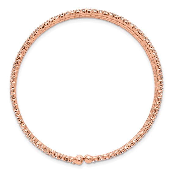 Flash Rose-Tone Crystal 3 Row Flexible Cuff Bangle