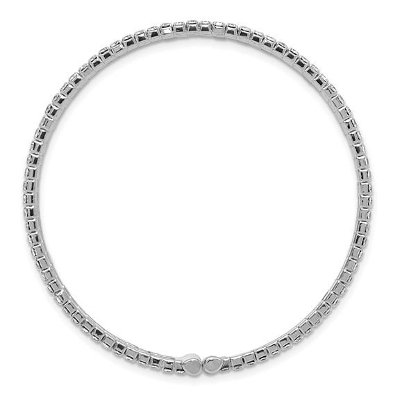 Silver-tone Crystal 3 Row Flexible Cuff Bangle