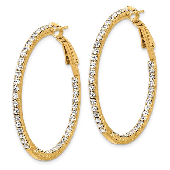 Flash Gold-tone Crystal In & Out Hoop Earrings