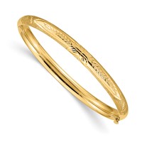 14K Yellow Gold 3/16 Florentine 5mm Hinged Bangle view 1