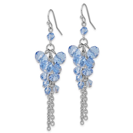 1928 Silver-tone Blue Glass Beads Cluster Drop Earrings