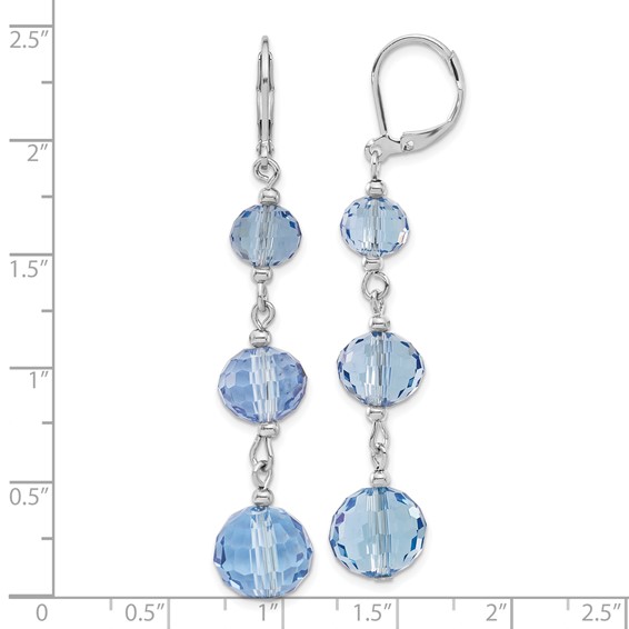 1928 Jewelry Silver-tone Graduated Light Blue Glass Faceted Beads Dangle Leverback Earrings