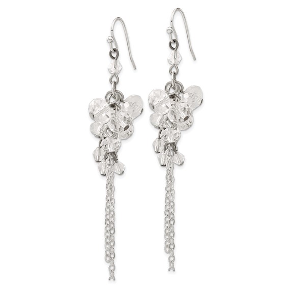 1928 Jewelry Silver-tone Clear Crystal Bead Cluster Drop Earrings