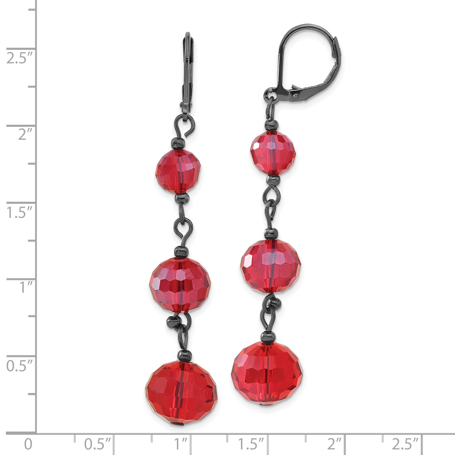 Black Plated Red Crystal Bead Linear Drop Earrings Ebay Black Plated Red Crystal Bead Linear Drop Earrings