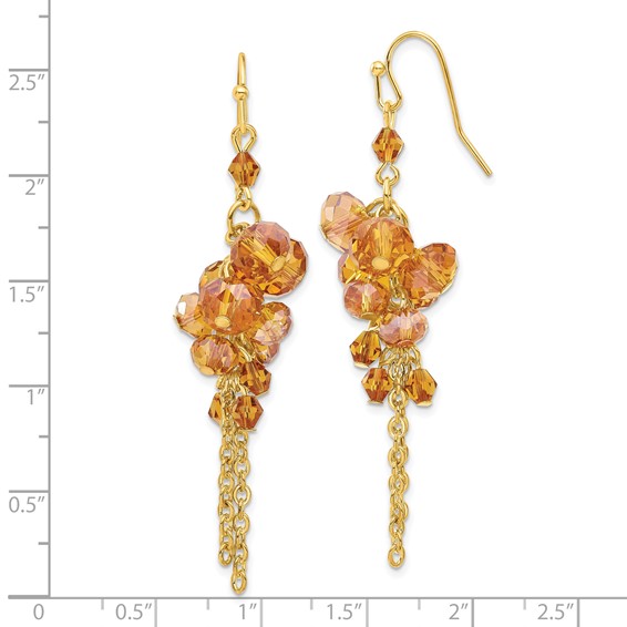 1928 Gold-tone Dark Colorado Glass Beads Dangle Earrings